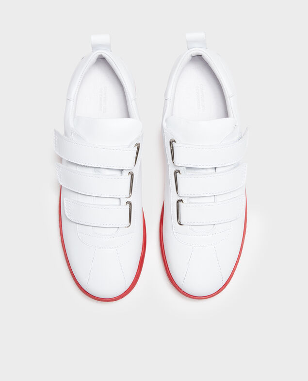Sneakers de cuero con tiras de velcro White fiery red