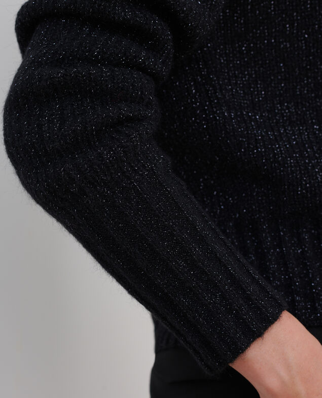 Cárdigan de alpaca mezclada A092 black knit