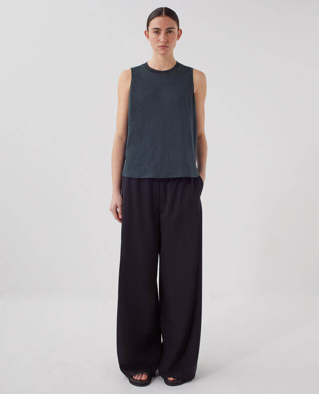 MARCELLE - Camiseta de lino sin mangas J690 blueberry