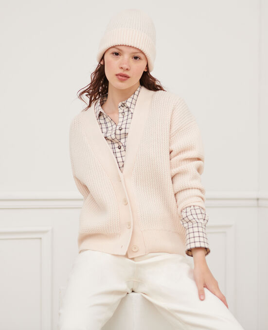 Cárdigan de lana virgen 8801 01 OFFWHITE