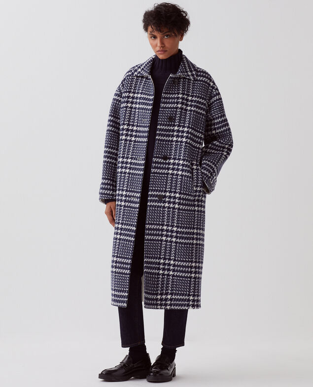 Abrigo largo I681 houndstooth ble