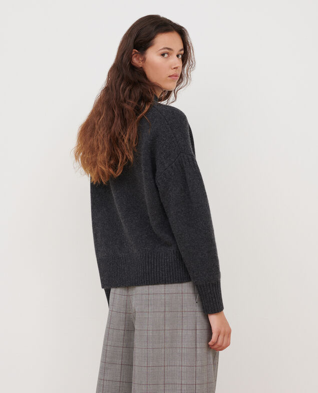 Jersey Cuello subido de lana merino A099 black chiné knit