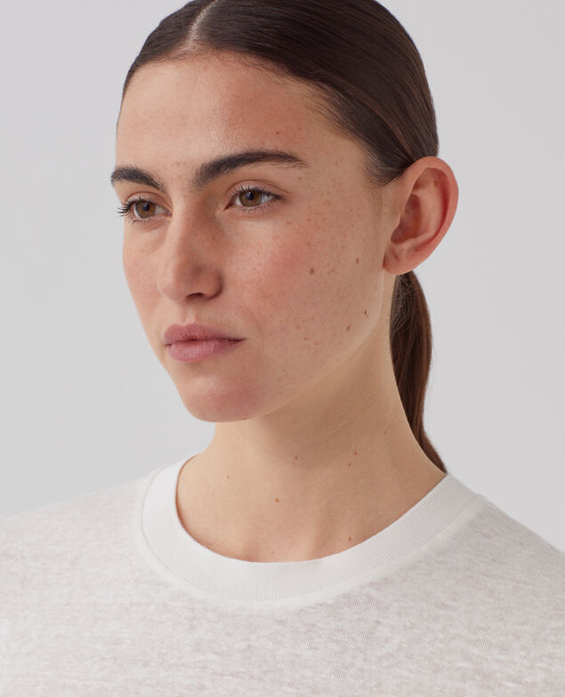 AMANDINE - Camiseta con cuello redondo de lino U010 off white