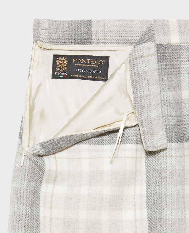 Falda corta de lana mezclada A003 white check