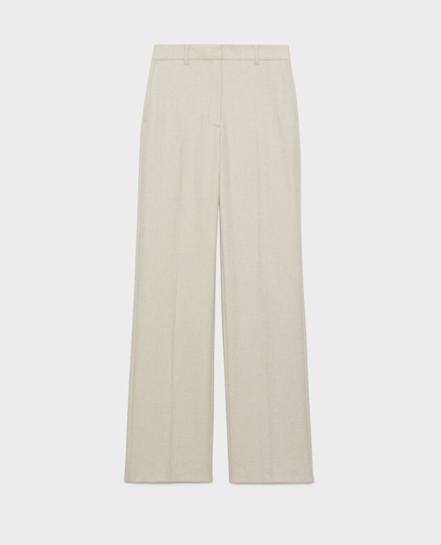 BLANDINE - Pantalón recto de franela 8838 40 cream 2wpa037w17