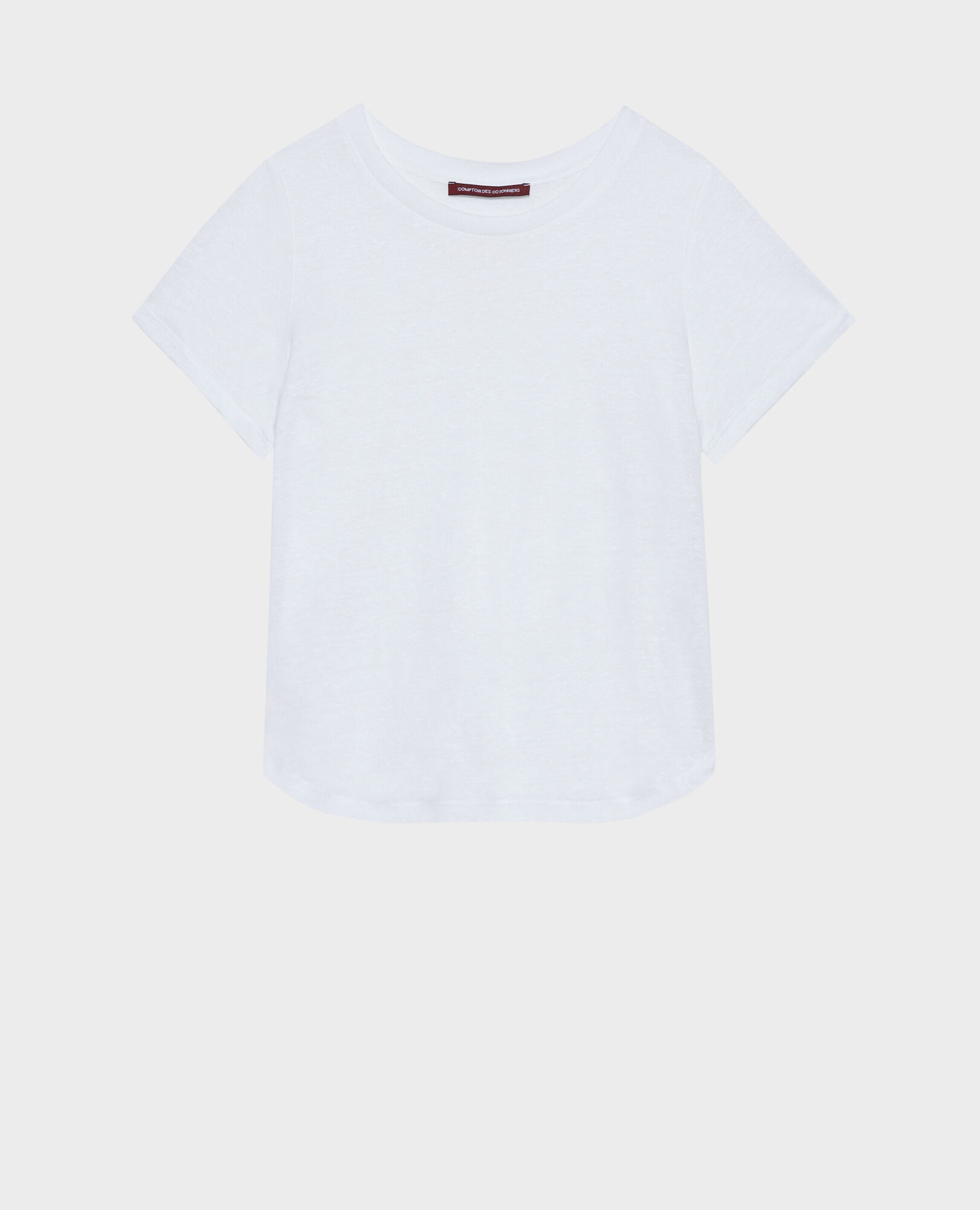 AMANDINE - Camiseta con cuello redondo de lino 00 white 2ste055f05