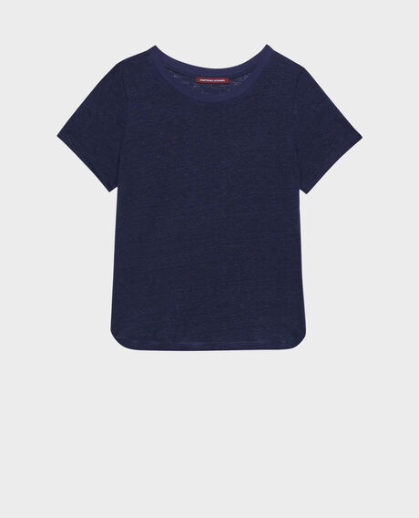 AMANDINE - Camiseta con cuello redondo de lino 68 blue 2ste055f05