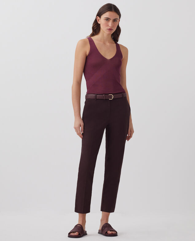 MARGUERITE - Pantalón cigarette J790 chocolate plum