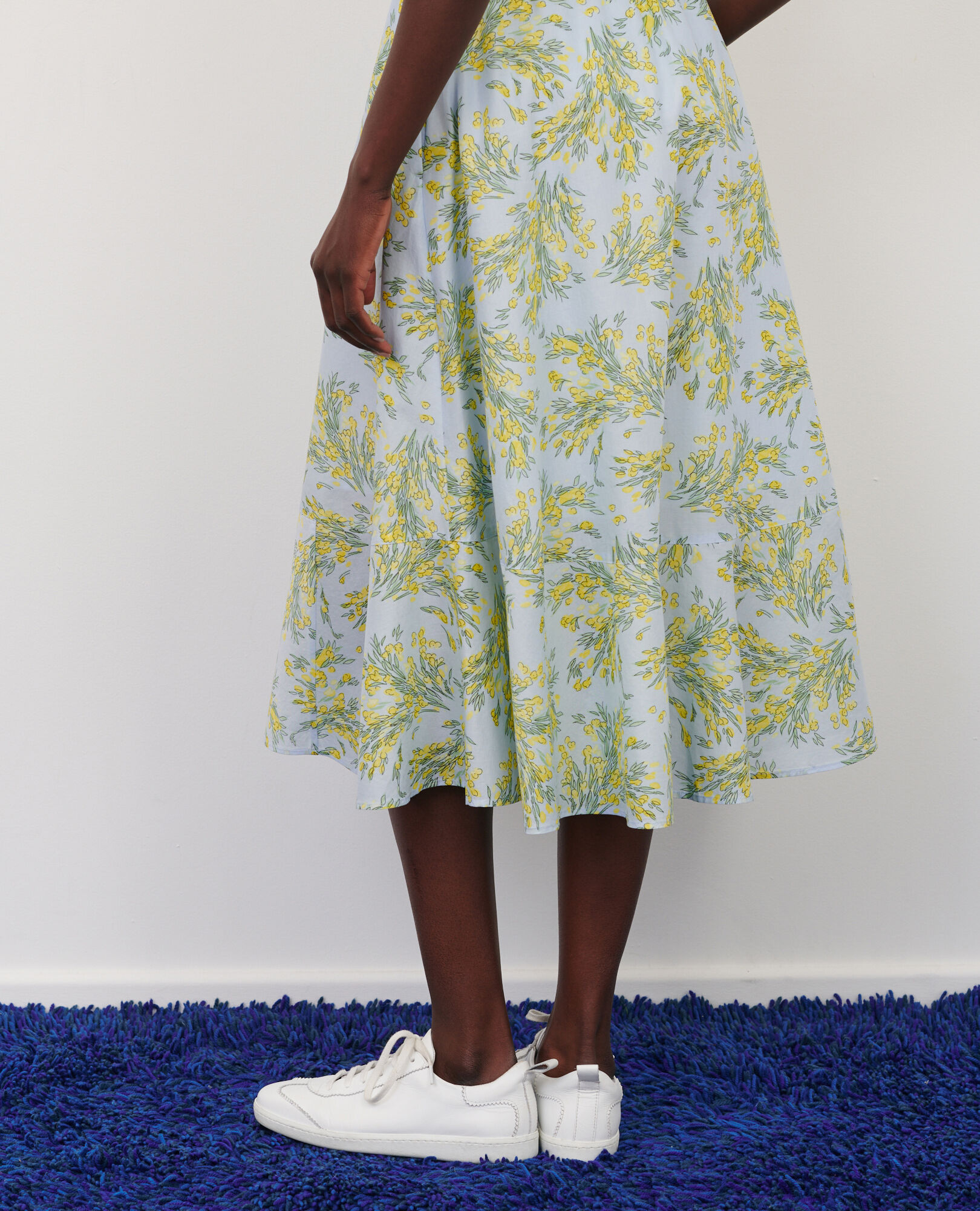 Falda con estampado floral de gasa de algodón 93 print blue 2ssk250c01