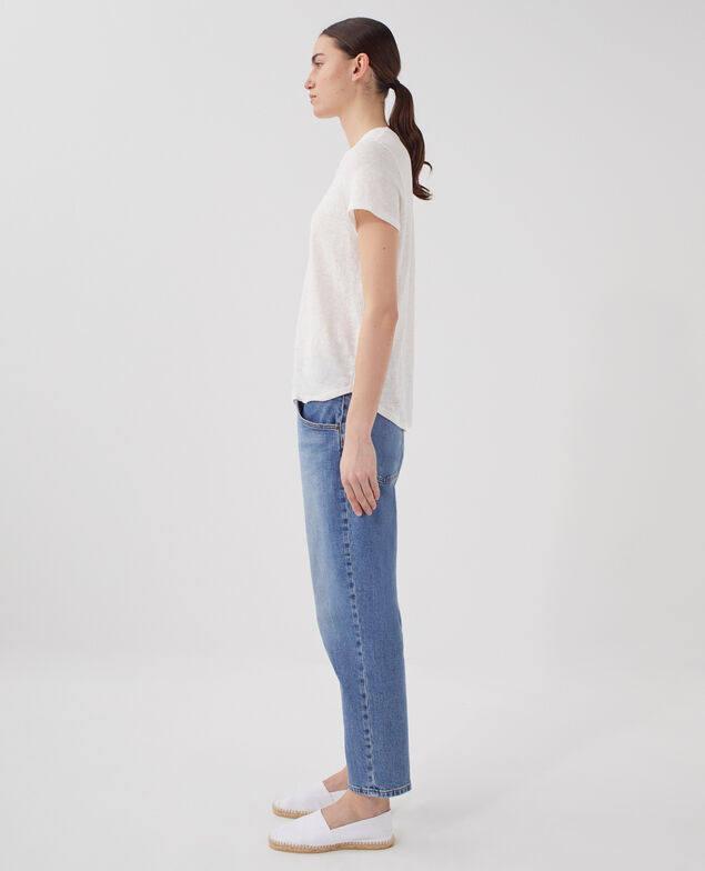 AMANDINE - Camiseta con cuello redondo de lino U010 off white