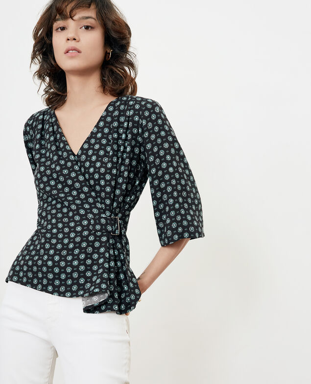 Blusa estampada con lazo Dandelion black