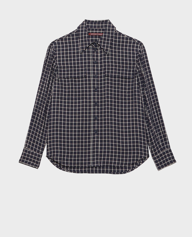 Camisa fluida de cuadros 8869 69 navy check 2wsh226v13