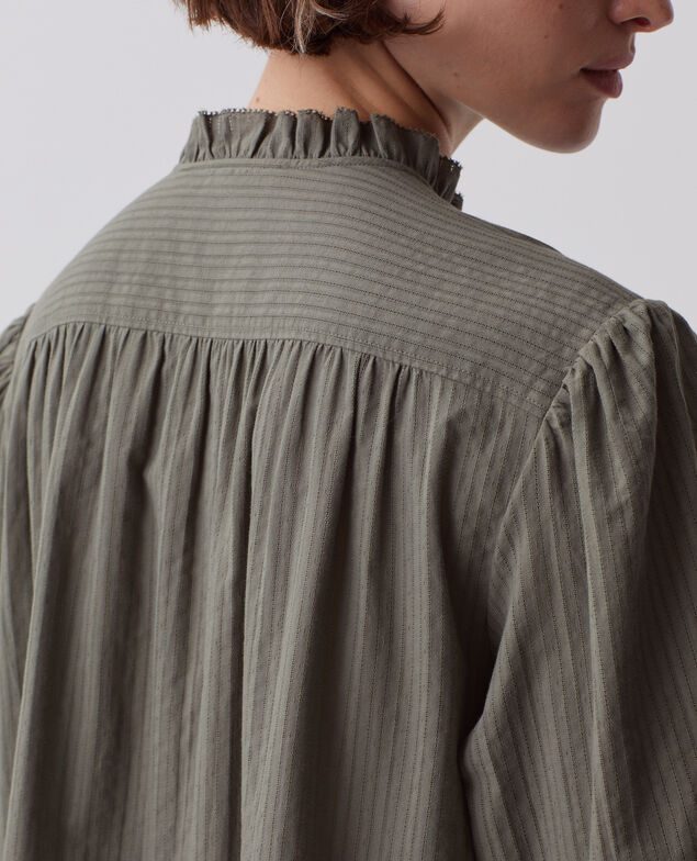 Camisa de manga larga de algodón J560 basil dark green