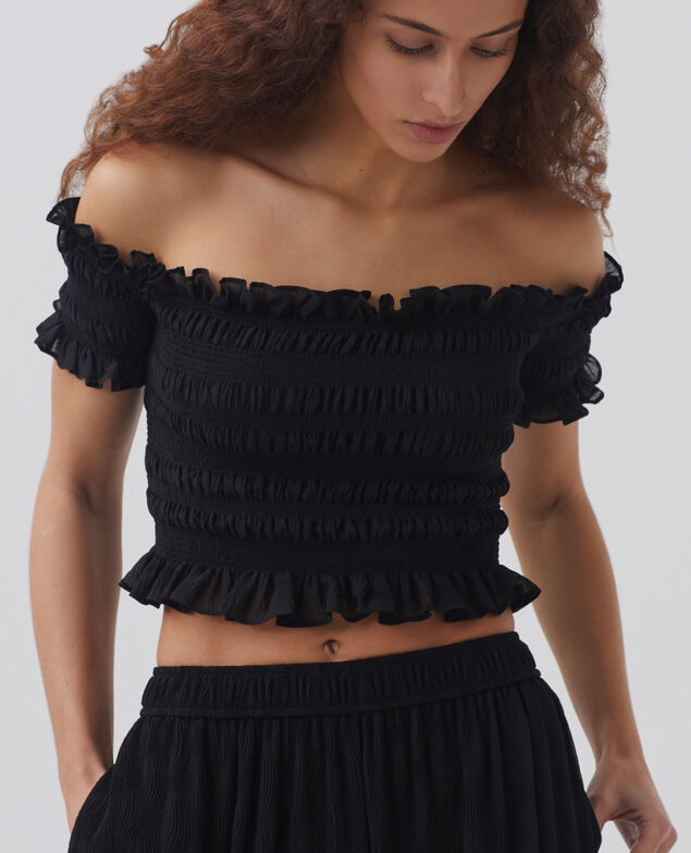 Top corto con fruncidos H091 black beauty
