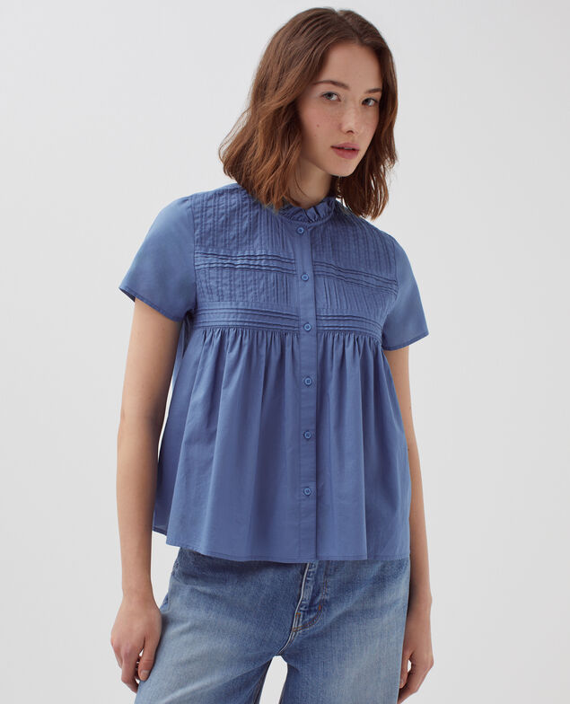 Blusa de manga corta I640 gray blue