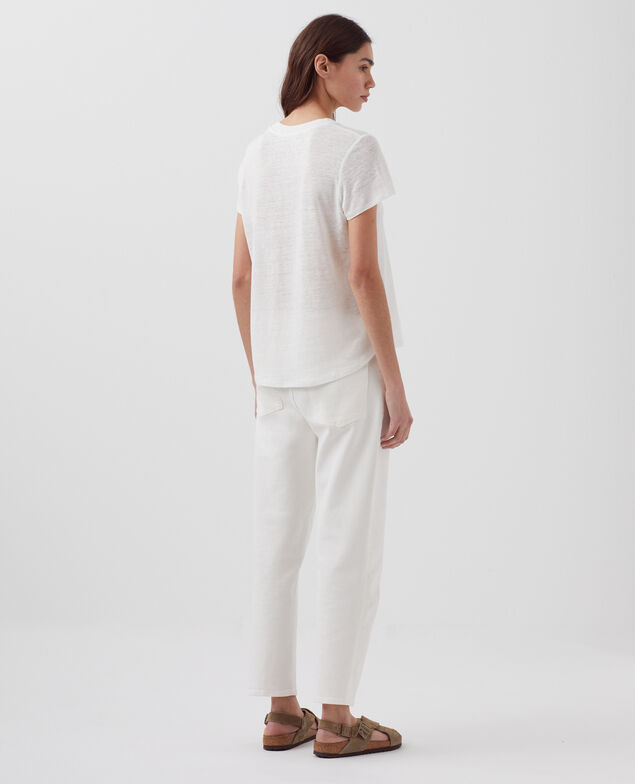 AMANDINE -  Camiseta con cuello redondo de lino H001 brillant white