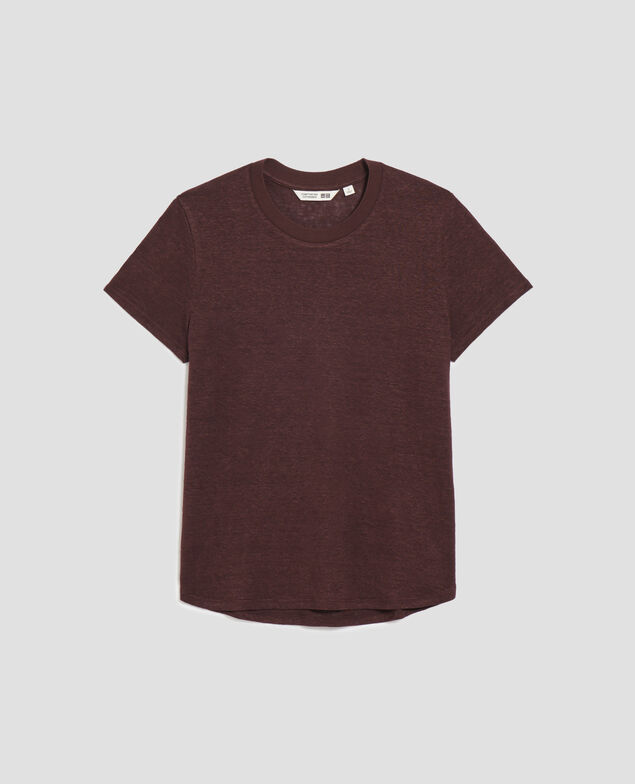 AMANDINE - Camiseta con cuello redondo de lino U190 wine