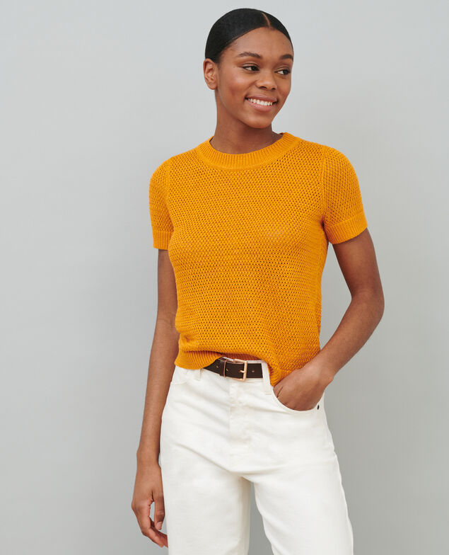 Jersey de lino con manga corta 23 orange