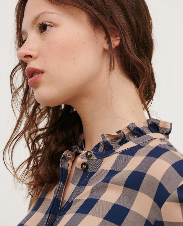 Camisa fluida de cuadros 8867 32 beige check