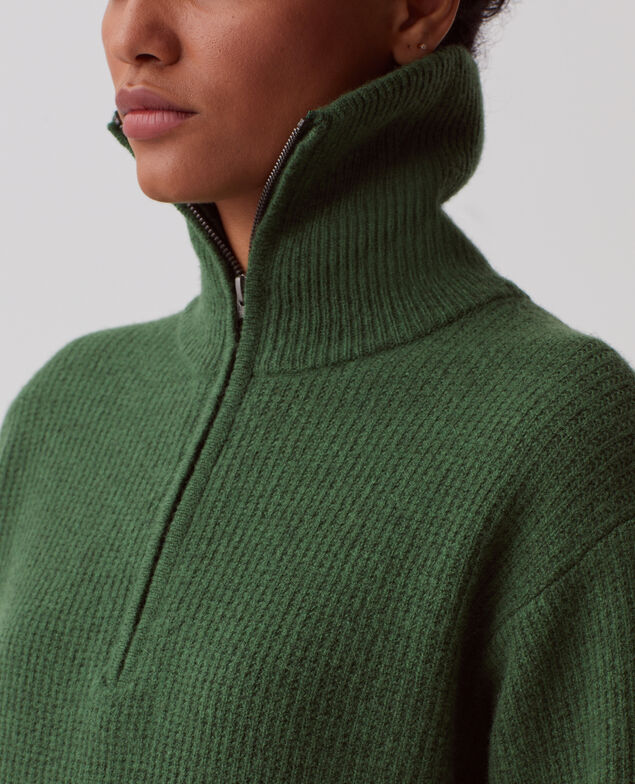 Jersey de lana con cuello de cremallera U550 green