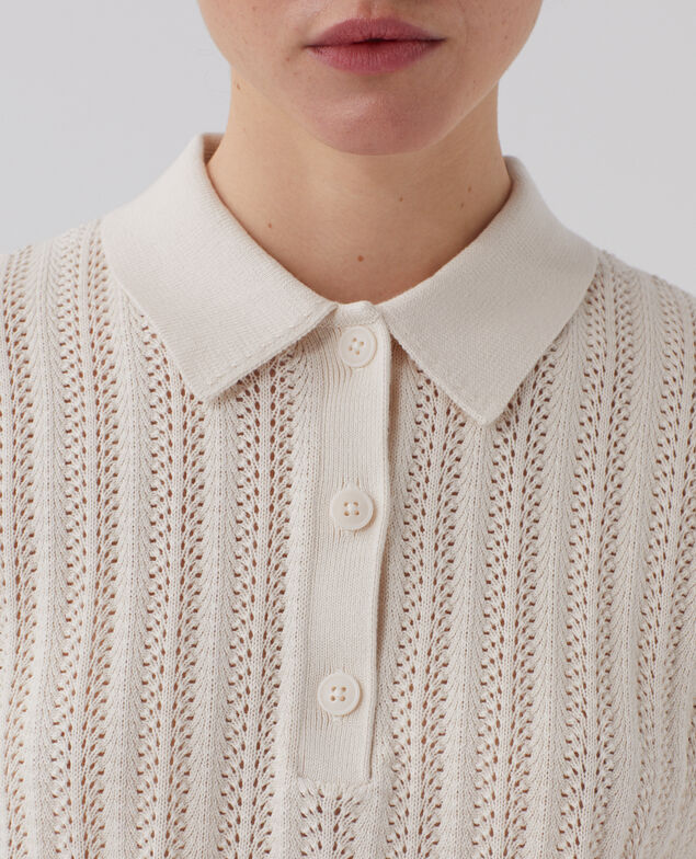 Jersey cuello polo de algodón U010 off white