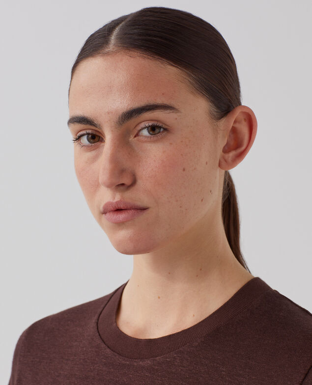 AMANDINE - Camiseta con cuello redondo de lino U190 wine