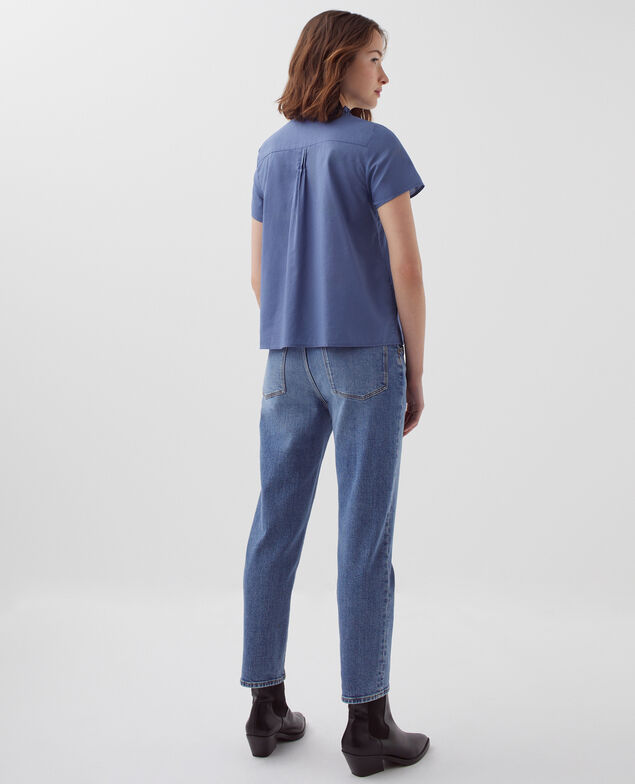 Blusa de manga corta I640 gray blue