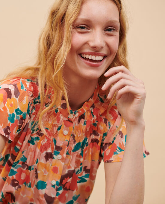 Blusa estampada fluida 0230 FAUVE ORANGE