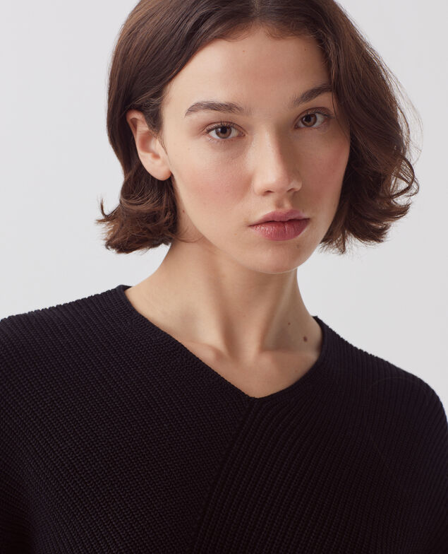 Jersey de algodón y cuello de pico H091 black beauty