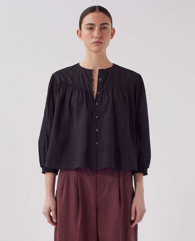 Blusa de gasa de algodón H091 black beauty