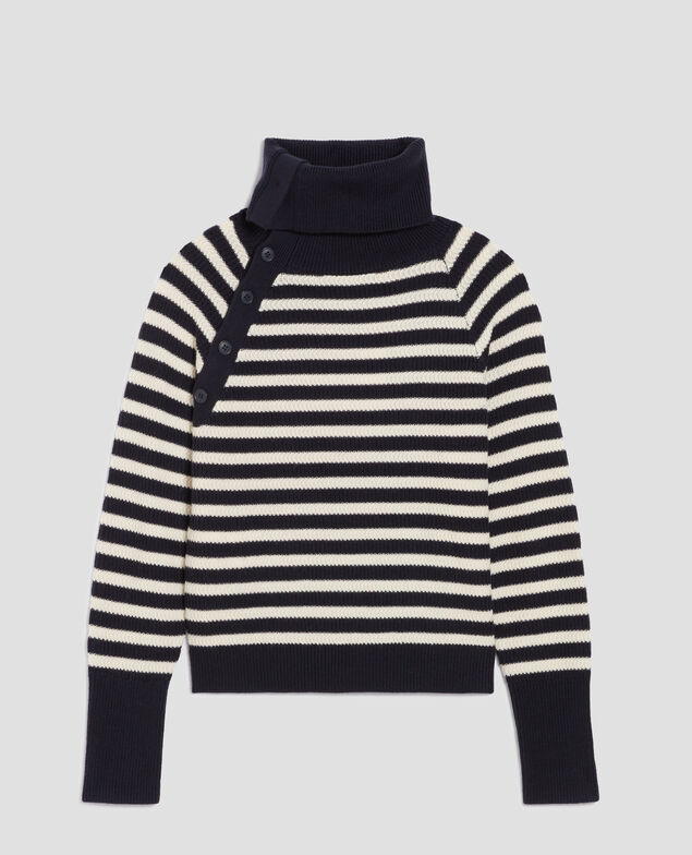 Jersey marinero de cuello con botones de lana merino I696 st ecru navy