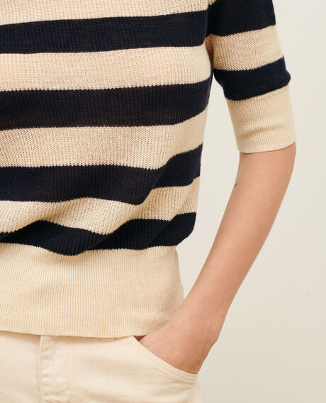 Jersey con manga corta de lino 0692 night_sky_stripes 3sju093l01
