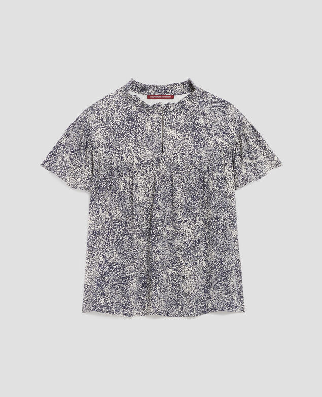 Blusa fluida de manga corta H690 micro fl navy
