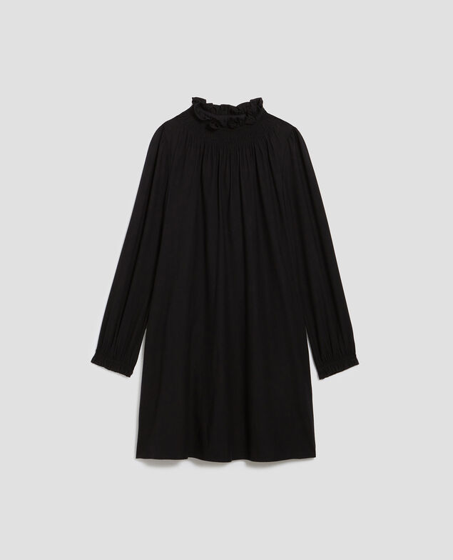 AGLAÉ - Vestido corto de cuello con volantes H091 black beauty