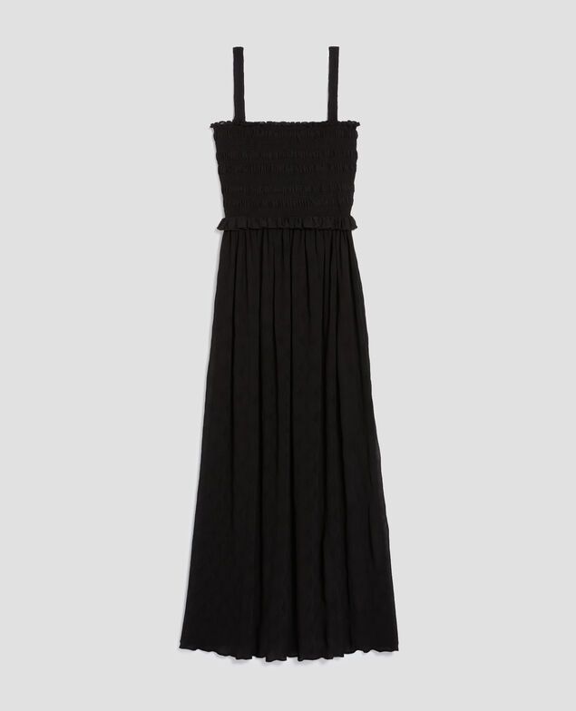 Vestido largo fluido con fruncidos H091 black beauty