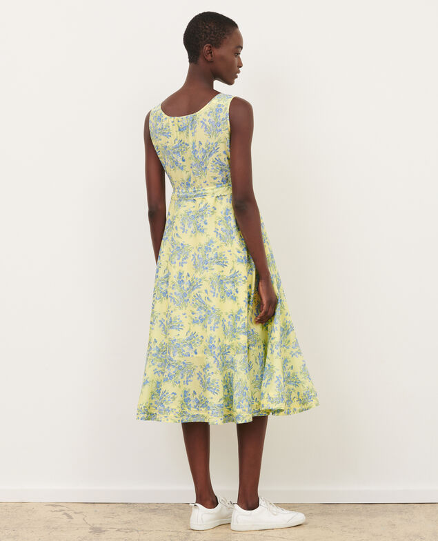 Vestido evasé de gasa de algodón 93 print yellow
