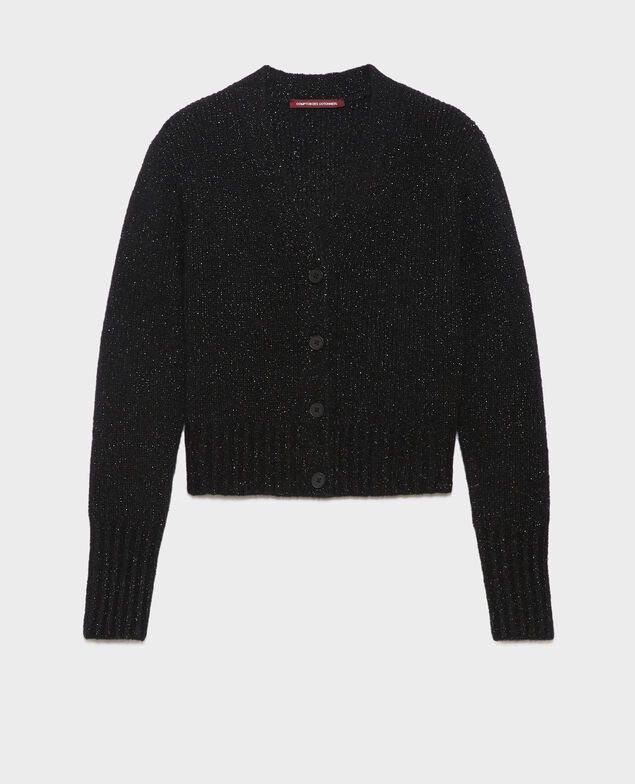 Cárdigan de alpaca mezclada A092 black knit