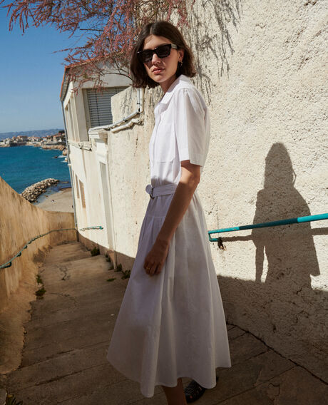 Vestido midi de algodón 0007 white 3sdr041c12