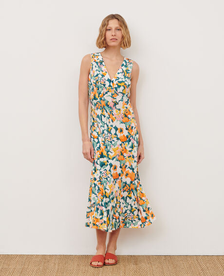 Vestido largo fluido A220 eden orange 3sdr273v02