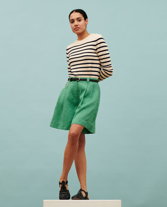 Short amplio de lino 0542 PINE GREEN