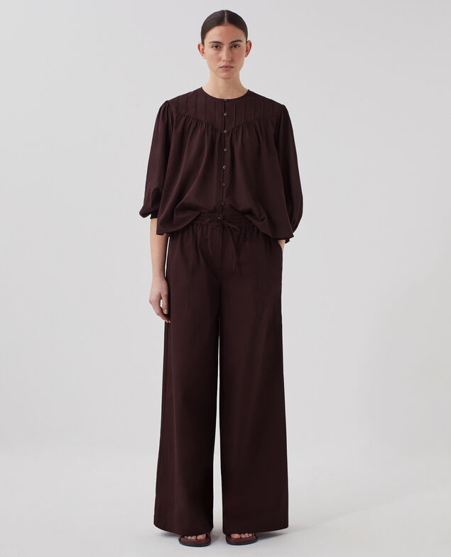 Blusa de gasa de algodón J790 chocolate plum