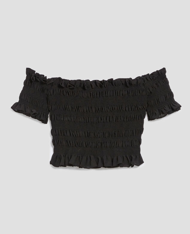 Top corto con fruncidos H091 black beauty