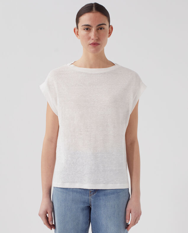 KARO - Camiseta corte caja de lino U010 off white