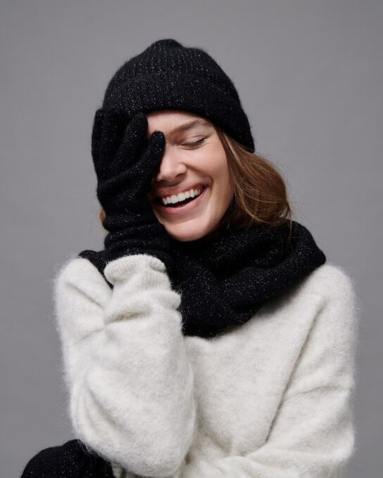 Gorro de alpaca mezclada A092 BLACK KNIT