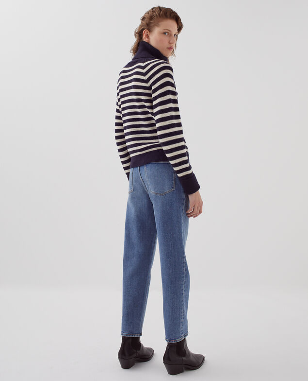 Jersey marinero de cuello con botones de lana merino I696 st ecru navy