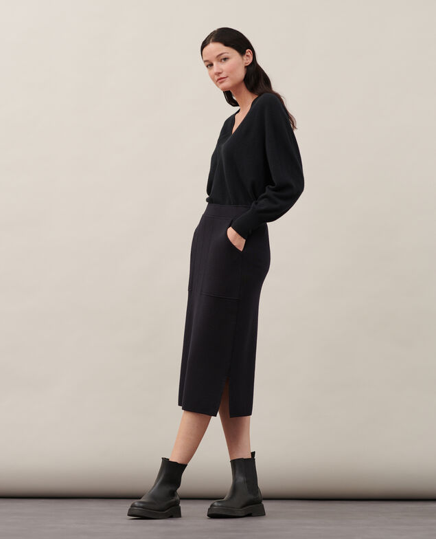 Falda larga de lana 8891 09 black