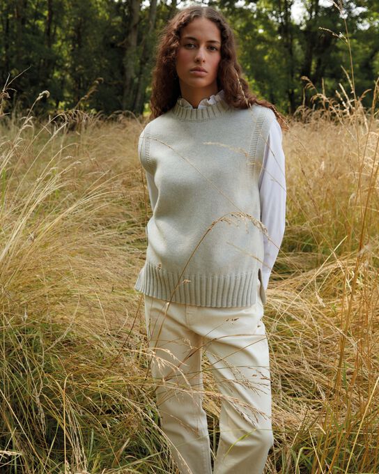 Jersey sin mangas A009 WHITE KNIT