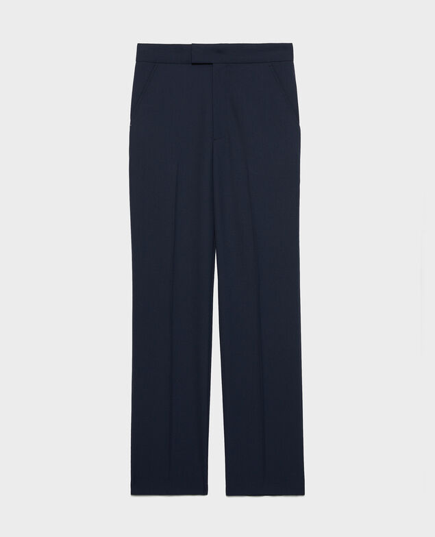 MARCELLE - Pantalón recto de lana estilo masculino Dark navy