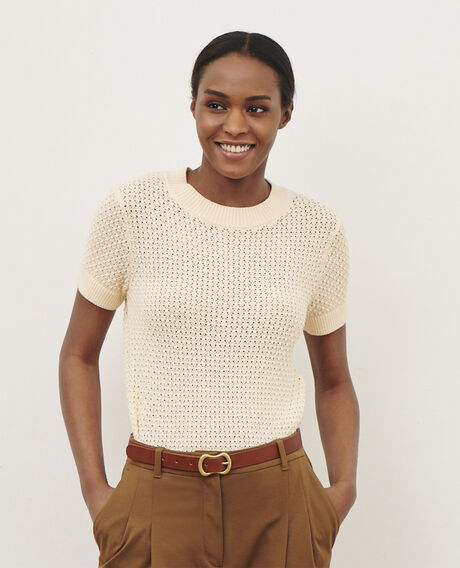 Jersey con manga corta de algodón 0401 ivory 3sju106c09