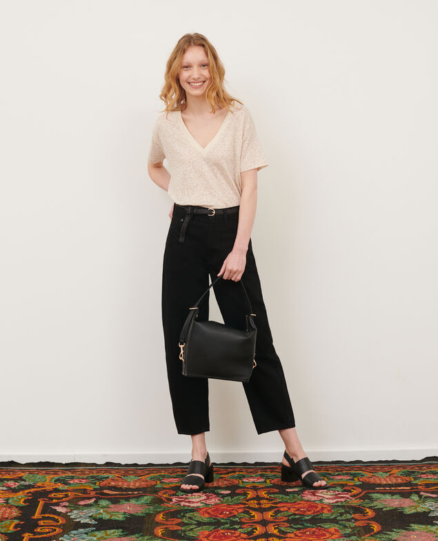 SARAH - Camiseta de lino con cuello de pico 91 print white
